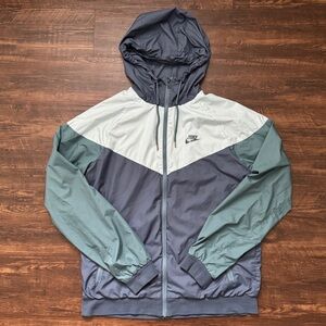 Nike Sportswear Windrunner vintage blue, green, grey colorblock hooded jacket